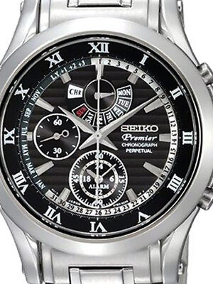 Seiko Premier Chronograph Black Dial Stainless Steel Mens Watch SPC051P1