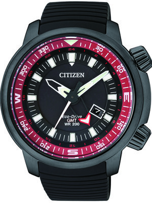 Men's Black Citizen Eco-Drive GMT Diver's Watch BJ7085-09E
