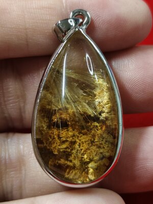 #จี้แก้วโป่งข่าม(แก้วปวกทองมีเส้นไหมทอง) รหัสC-023