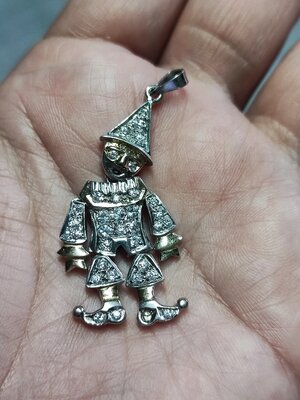 จี้ตัวตลกเงินแท้ฝังเพชร