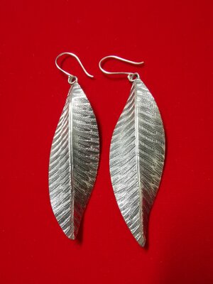 ต่างหูเงินแท้ลายใบไม้