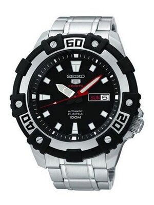 SEIKO นาฬิกาข้อมือ SPORTS 5 สายสแตนเลส รุ่น SRP471K1 - สีเงิน/สีดำ