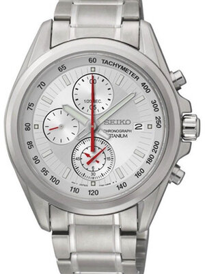 Seiko Chronograph Silver Dial Titanium Men's Watch SNDE57P1
