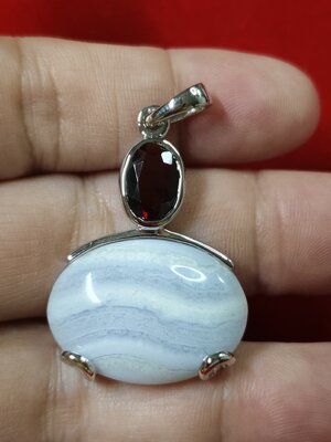 #จี้หินโกเมน-บลูเลซอาเกต รหัสC-033