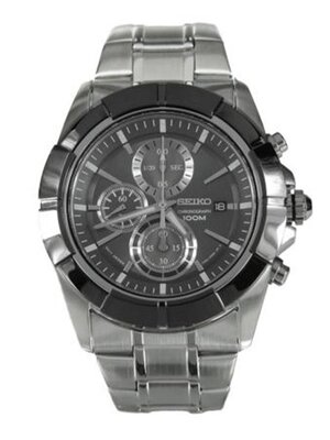 Seiko Lord Chronograph Black Dial Stainless Steel Mens Watch SNDE69P1