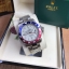 นาฬิกา Rolex รุ่น GMT Master II สีเงิน กรอบเซรามิค น้ำเงิน-แดง สายเลสสีเงิน หน้าปัดสีขาว งาน Mirror Swiss