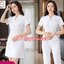 ชุดพนักงานนวดสปา ชุดพนักงานเสริมสวย ชุดสปาชุดหญิง SK6403006 ขาว ดำ S-4XL