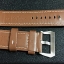 สายนาฬิกา Panerai แบบสายหนังเรียบสีน้ำตาลเดินขอบด้ายสีขาว Size 26 mm.