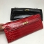 กระเป๋า hm clutch kelly cut croc skin 31 cm สีแดง ลายหนังจระเข้