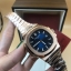 นาฬิกา Patek Philippe รุ่น Nautilus งาน Mirror Swiss สาย Stainless Steel สี Pink Gold หน้าปัดสีน้ำเงิน