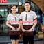 เครื่องแบบชุดฟอร์มพนักงานร้านอาหารกาแฟโรงแรม แขนสั้นผ้าฝ้ายกระดุมหน้า F5906001 น้ำตาล ม่วง แดง L-3XL
