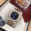 นาฬิกา Patek Philippe รุ่น Nautilus งาน Mirror Swiss สาย Stainless Steel สี Pink Gold หน้าปัดสีน้ำเงิน