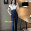 ชุดพนักงานนวดสปา ชุดพนักงานเสริมสวย ทำเล็บ สปาเท้า S6702004 สีดำ กรมท่า S-3XL