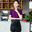 เสื้อฟอร์มพนักงานร้านอาหารกาแฟโรงแรม แขนสั้น G6301001 แดง ม่วง ดำ L,XL,XXL,3XL