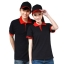 P6012015 เสื้อฟอร์มพนักงาน เสื้อยืดปกโปโล เสื้อโปโลสีดำสลับแดง P6012015