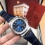 นาฬิกา Patek Philippe รุ่น Nautilus งาน Mirror Swiss สายหนังสีน้ำเงินเข้ม