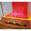 ตู้ครอบพระพุทธรูป ครอบแก้ว สีเหลือง สีแดง หลังลายธรรมจักร 4x6 นิ้ว