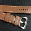 สายนาฬิกา Panerai แบบสายหนังเรียบสีน้ำตาลเดินขอบด้ายสีขาว Size 26 mm.