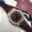 นาฬิกา Patek Philippe รุ่น Nautilus สี พิ้ง สายหนังสีนํ้าตาล งาน Mirror Swiss