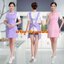 ชุดพนักงานนวดสปา ชุดพนักงานเสริมสวย เดรสผ้าป้าย S6212003 สีภาพ one size