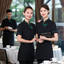 เสื้อฟอร์มพนักงานร้านอาหารกาแฟโรงแรม แขนสั้น F6705007 ขาว ดำ แดง L-4XL
