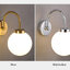 โคมไฟติดผนังก้านทรงโค้ง French Glass โป๊ะโคมแก้วทรงกลม15cm สีขาวนม [YLTH-640]