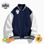 แจ็กเก็ตเบสบอล เสื้อคู้รัก สวมใส่สบายๆ ทรงหลวม JK6709001 ฟ้า ดำ เบจ กรมท่า ชมพู ดำ S-2XL