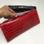 กระเป๋า hm clutch kelly cut croc skin 31 cm สีแดง ลายหนังจระเข้