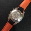 นาฬิกา Omega รุ่น Seamaster Planet Ocean Chronograph สีเงิน สายหนังสีดำขอบส้ม 600M Co-Axial Master Chronometer Basel