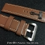 สายนาฬิกา Panerai แบบสายหนังเรียบสีน้ำตาลเดินขอบด้ายสีขาว Size 26 mm.