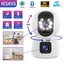 ICSEE 4MPกล้องวงจรปิด(เลนส์คู่)Q11 WiFi Dual หน้าจอการติดตามอัตโนมัติ Ai Human Detection Indoor Home Secuirytมุมกว้าง 120 องศาindoor Wifi Camera ภาพสี มีAI+ คนตรวจจับสัญญาณเต