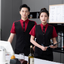 เสื้อเชิ้ตกั๊กในตัวฟอร์มพนักงานร้านอาหารกาแฟโรงแรม แขนสั้น F6705017 เทา แดง เบจ เขียว L-6XL
