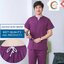 ชุดฟอร์มพนักงานสำเร็จรูป ชุดหมอผ่าตัด ชุดพยาบาลห้องผ่าตัด เอวยางยืด TK6406006 ม่วง S-3XL