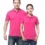 P6012008 เสื้อฟอร์มพนักงาน เสื้อยืดปกโปโล เสื้อโปโลสีชมพูสด P6012008