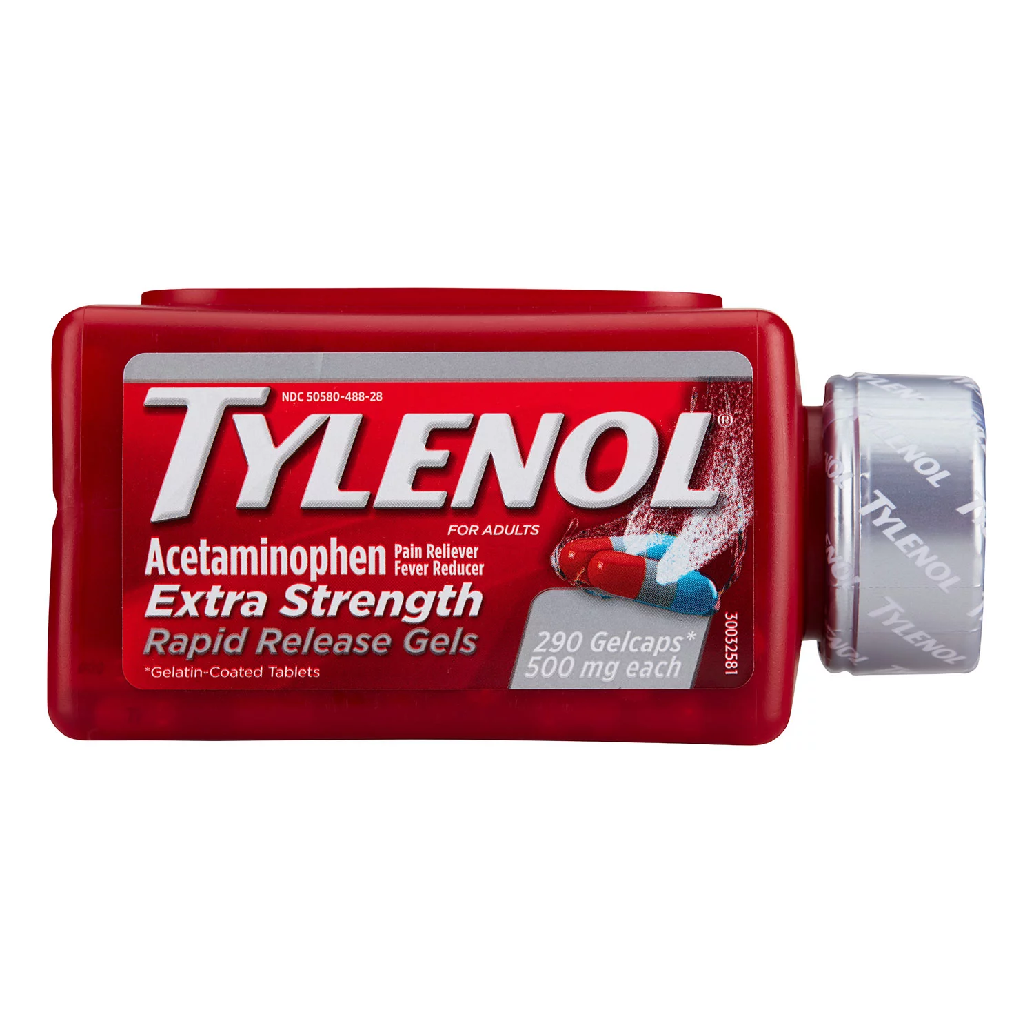 ยาบรรเทาอาการปวดและลดไข้ชนิดเข้มข้น Tylenol Extra Strength RAPID RELEASE Gels (290 Gelcaps)