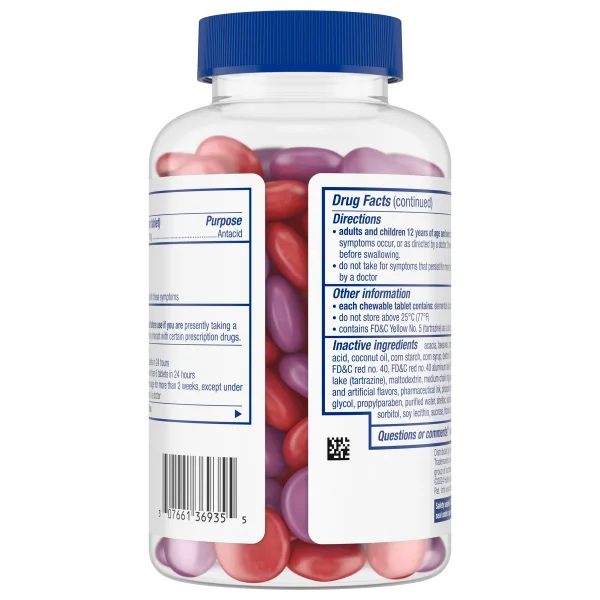 เม็ดเคี้ยวบรรเทาอาการกรดไหลย้อน TUMS Antacid Chewy Bites Extra Strength 750 - Assorted Berries (108 Chewable Tablets)